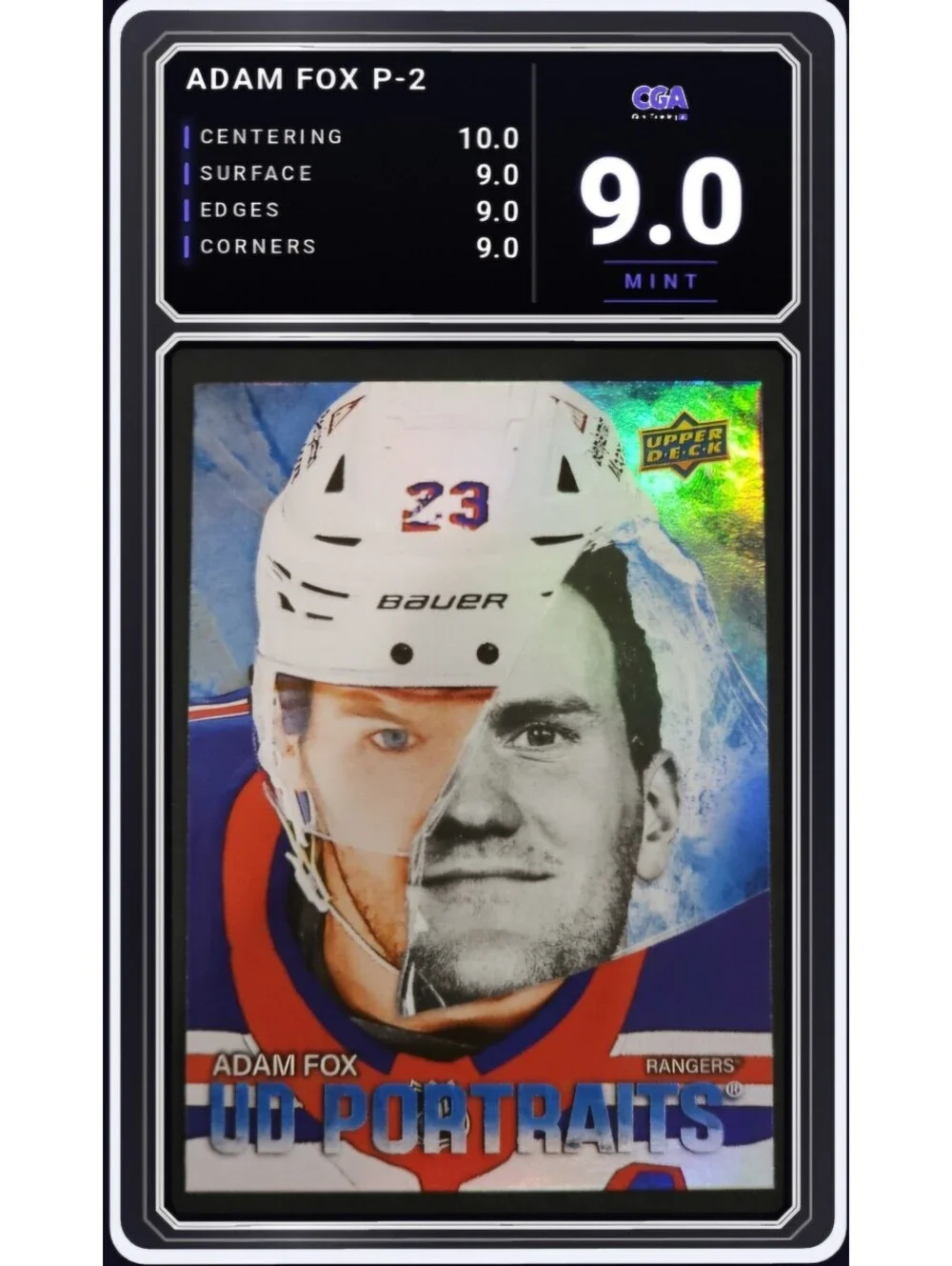 2025-26 Upper Deck UD Portraits #P-2 Adam Fox NY Rangers - CGA 9.0 Digital Grade